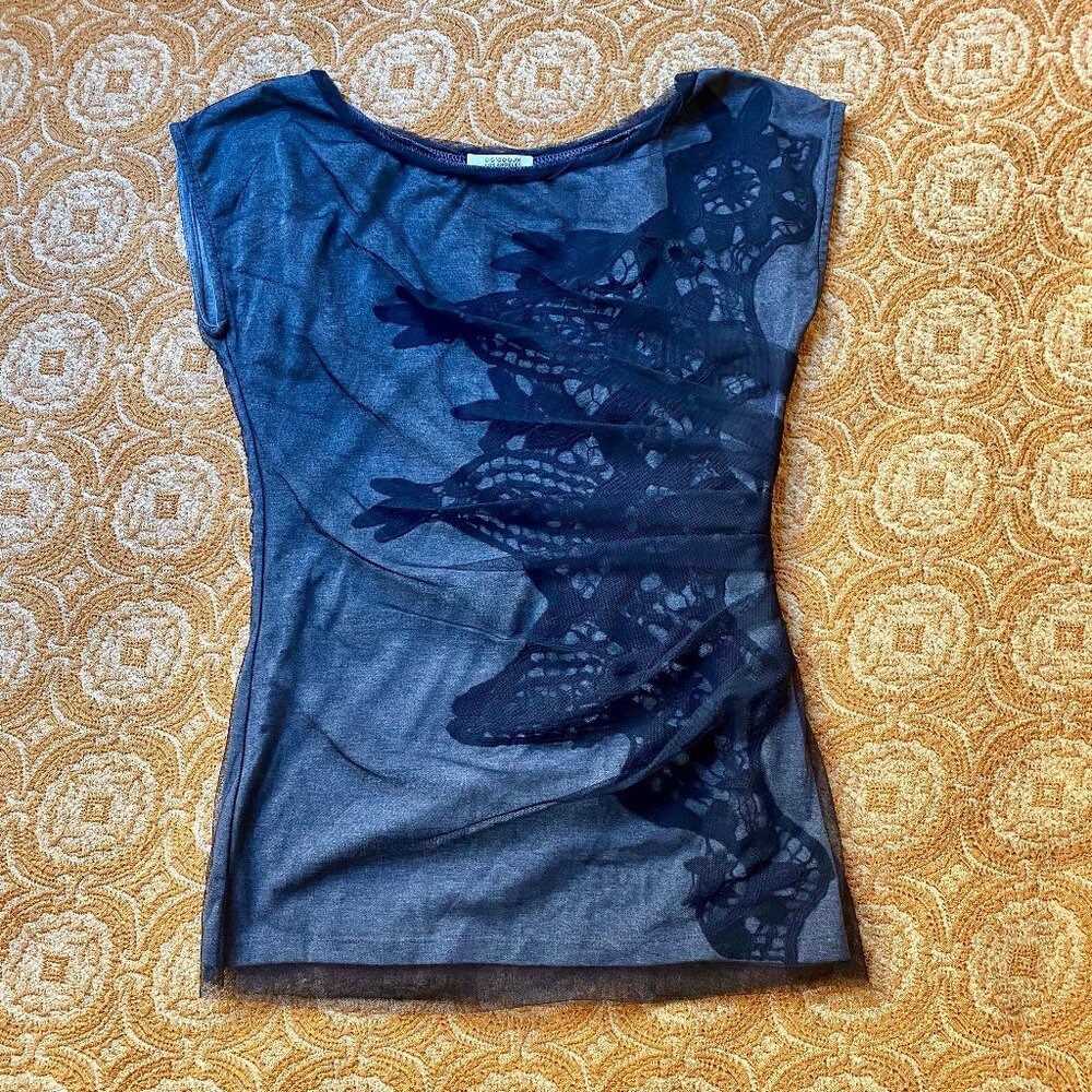 Anthropologie Bordeaux Los Angeles Mesh and Lace Top Size M